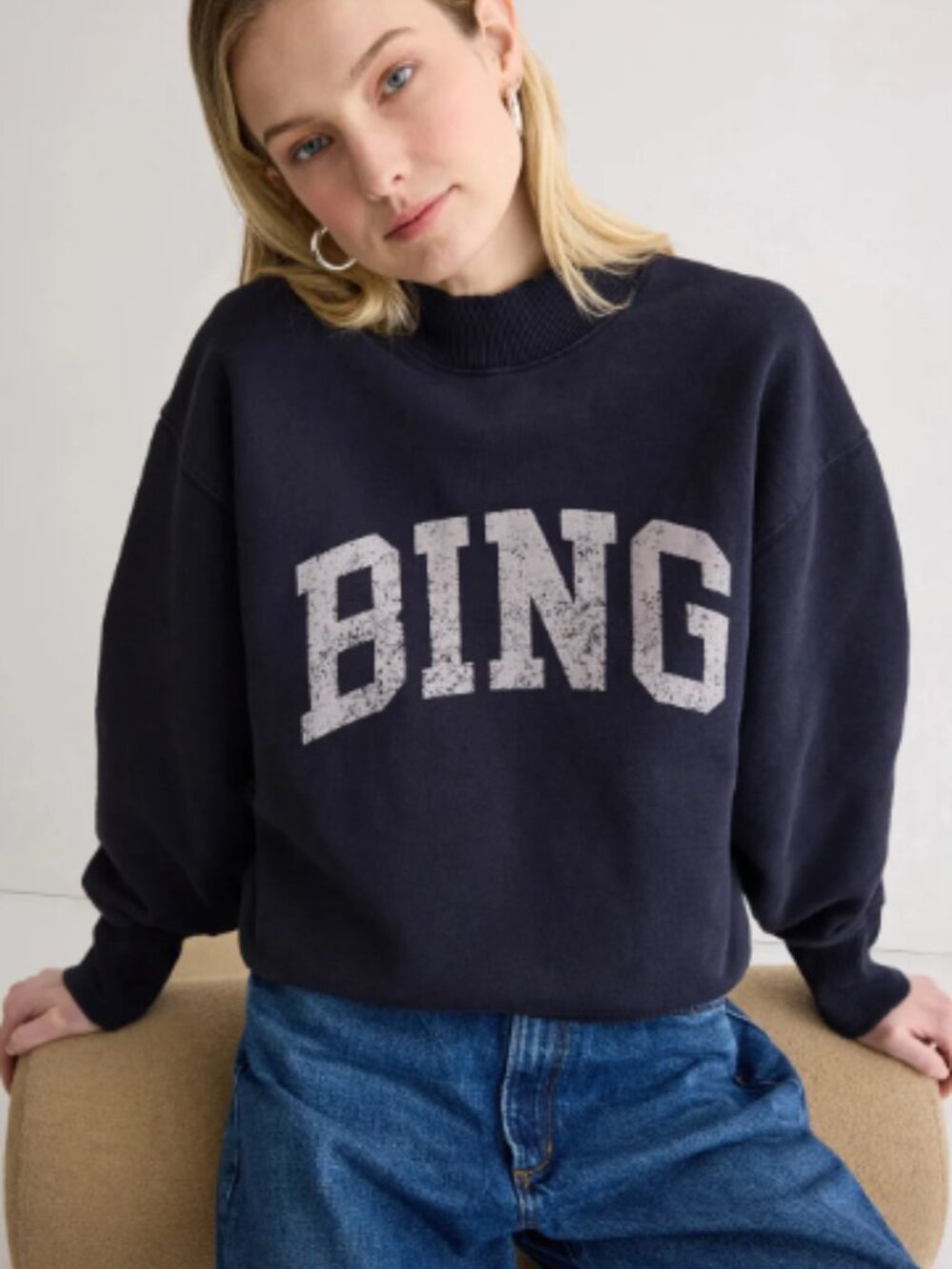 ANINE BING Navy Blue Bradie Sweatshirt XS - Picture 3 of 6